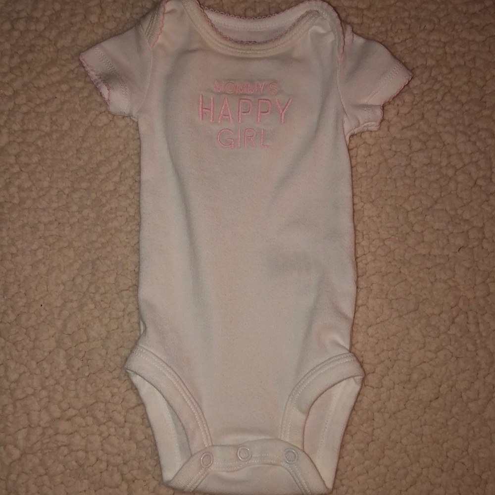 White and pink NB onsie